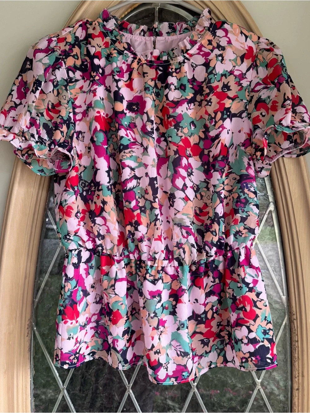 J. Crew XS Floral Peplum Blouse with Smocked Waist